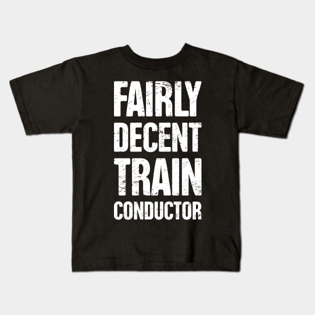 Retro Vintage Rail Crew Railroad Train Conductor Kids T-Shirt by MeatMan